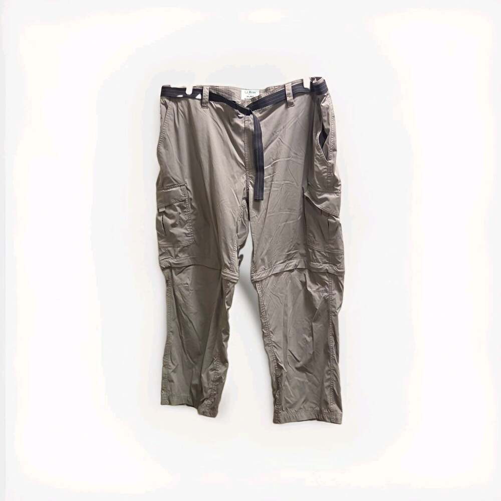 L.L.Bean Men's Ripstop Cargo Pants 2XL Big & Tall Gray Nylon XXL Belted Active